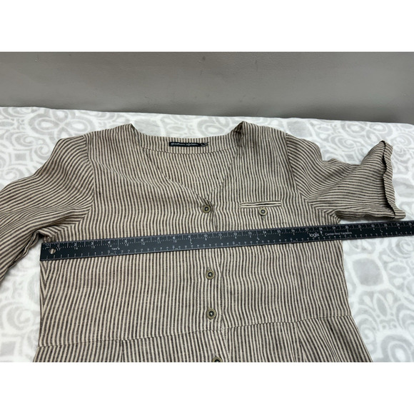 Gudrun Sjoden Brown Striped Pocket Dress Linen Organic Cotton Size S EUC - Picture 11 of 16